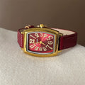 Vintage Square Dial Faux Leather Watch - Ancora Red [YM0FJJ9J]