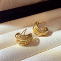 C-Shaped Gold Hoop Earrings - Gold [9USJMCB4]