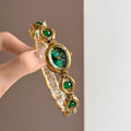 Vintage Inspired Jewelry Bracelet Watch - Malachite Green Gold Watch [MUP3HQVB]