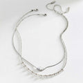 Marquise Zirconia Layered Necklace - Silver Marquise Zirconia Necklace [N3LD5XEF]