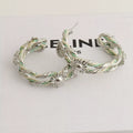 Braided Rope Sunflower Hoop Earrings - Premium Silver Large [Q4AQGD5W]