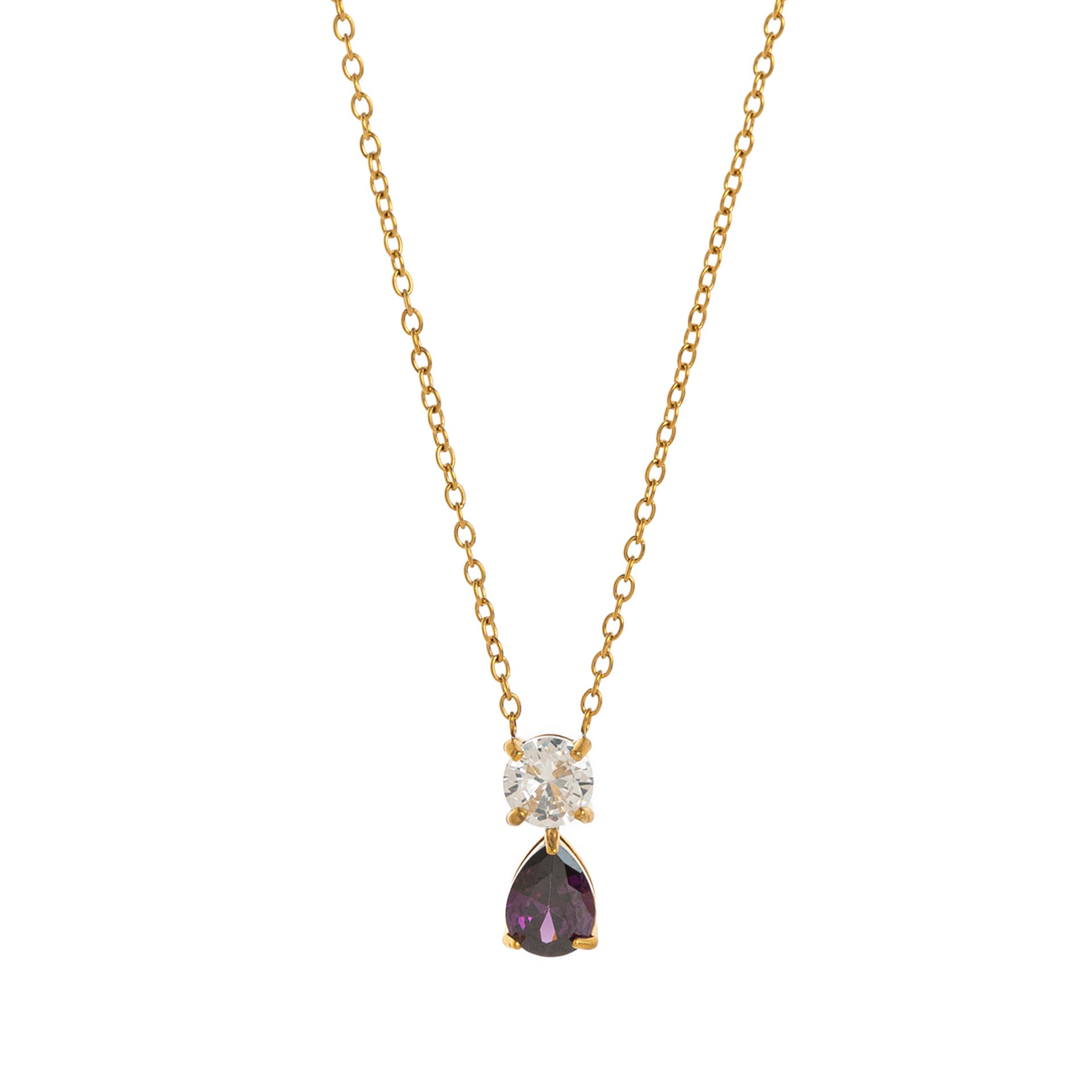 Birthstone Pendant Necklace - February (Clear) [UMXAUBCK]