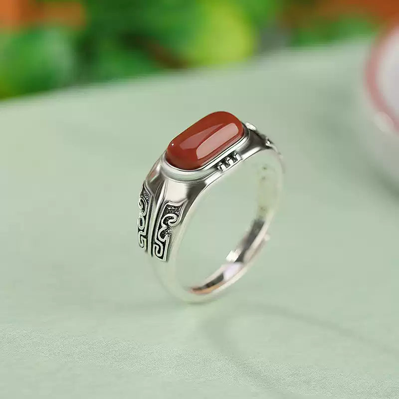 Maia Red Agate Sterling Silver Ring