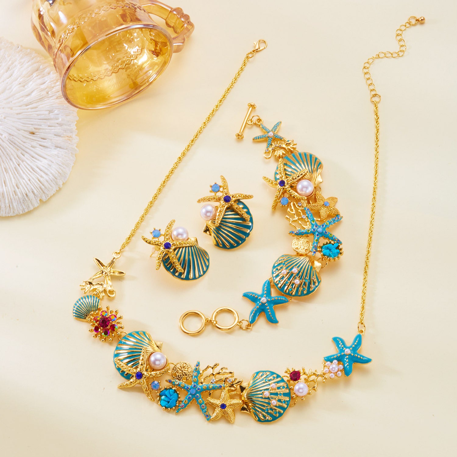Mabel Coral Shell Pearl Set - Set Style [F4DUI3A3]