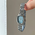 Daisy Dial Bracelet Watch - Silver Strap Blue Dial Oval Roman [YXOTOQ3C]