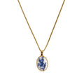 Ayelen Painted Pendant Necklace - Blue Printed Necklace [3531UV63]