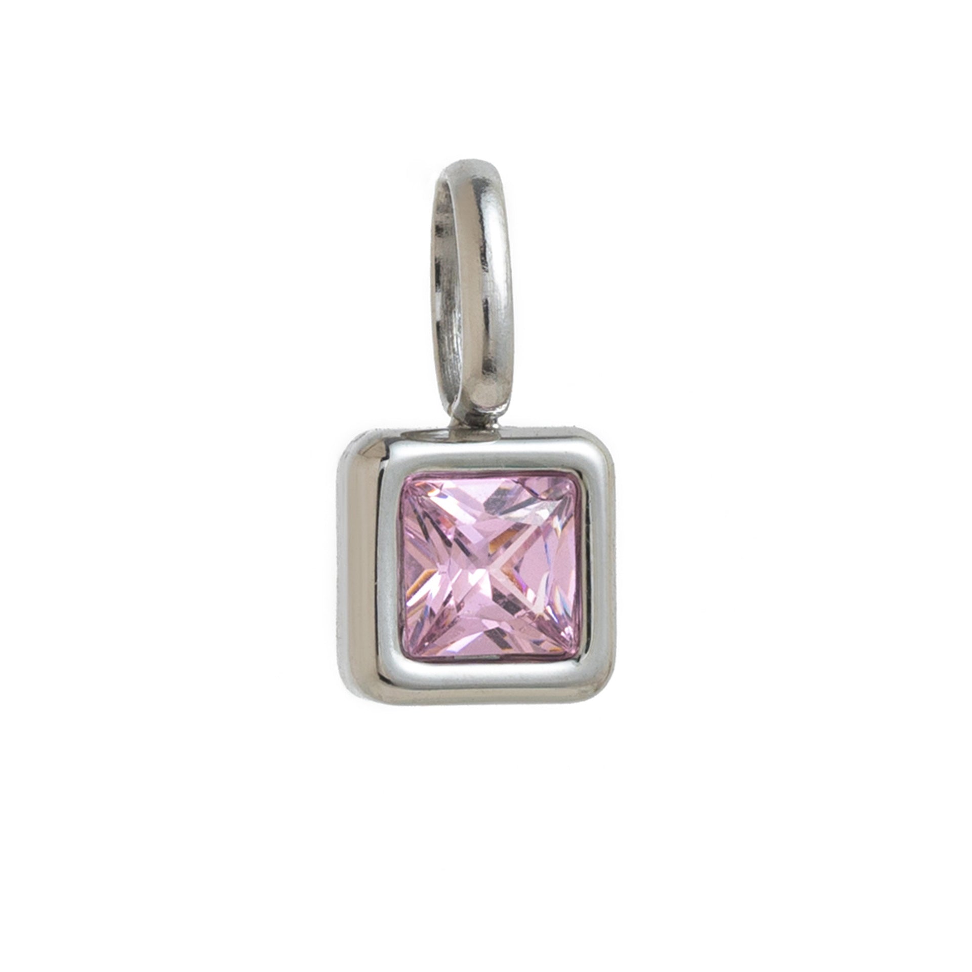 Lotus Birthstone Cube Necklace - October Pendant - Silver [GDPDBTLE]