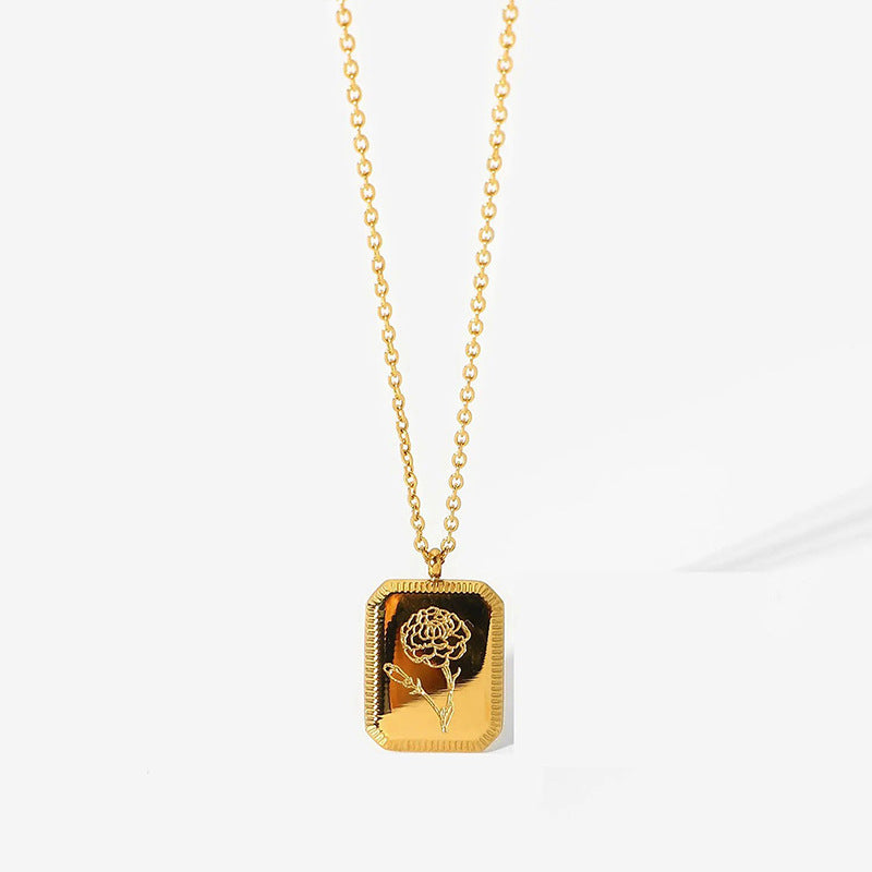 Briel Birth Flower Pendant Necklace - January Flower [TV8P72HU]