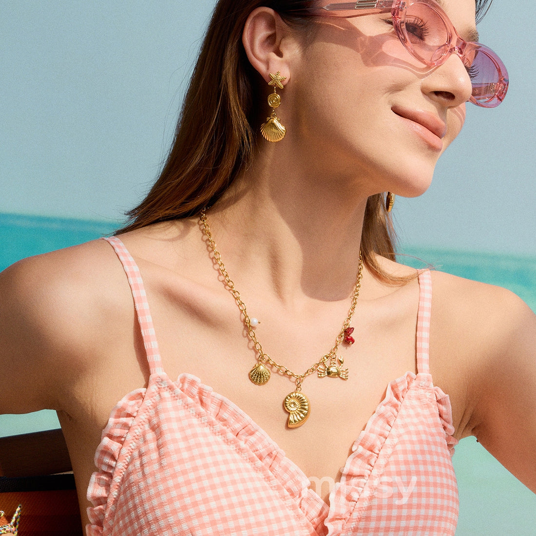 Lillia Golden Nautical Charm Necklace
