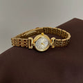 Vintage Square Gold Watch - Gold Band White Face (barsh160) [VNSEBNP4]