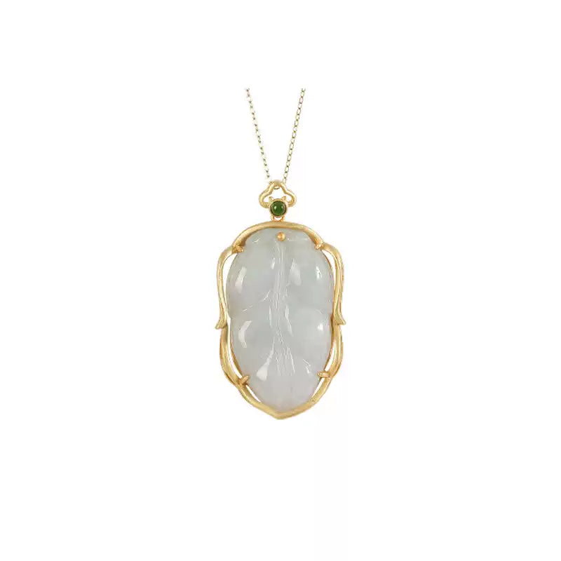 Willa Carved Jade Leaf Pendant