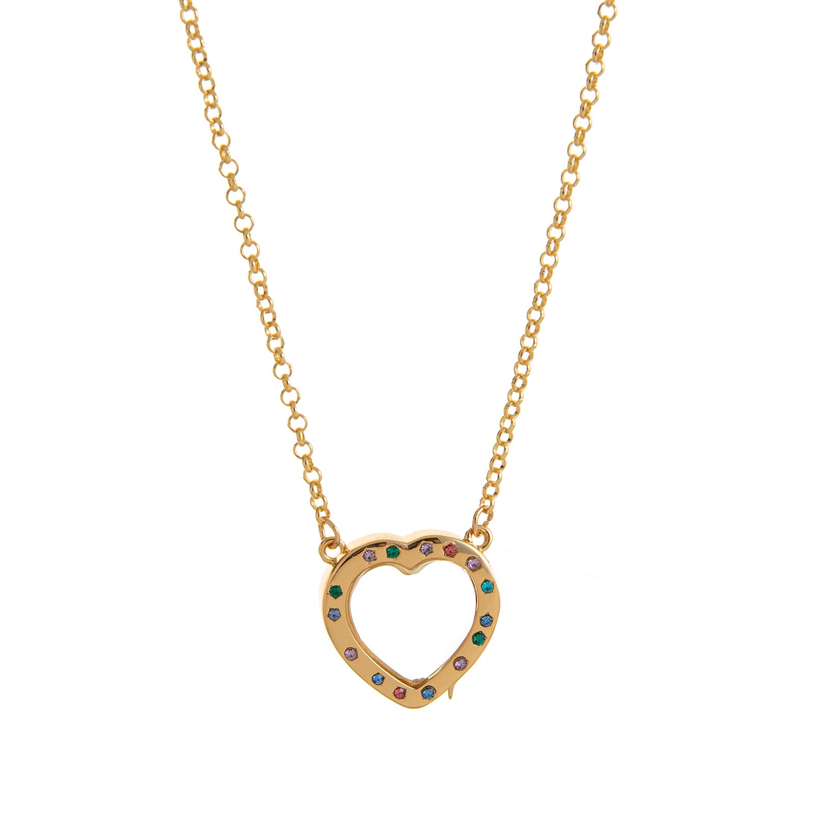 Floating Locket Pendant Necklace - Heart Color Drill Glass Locket Necklace [2HHZB6OD]