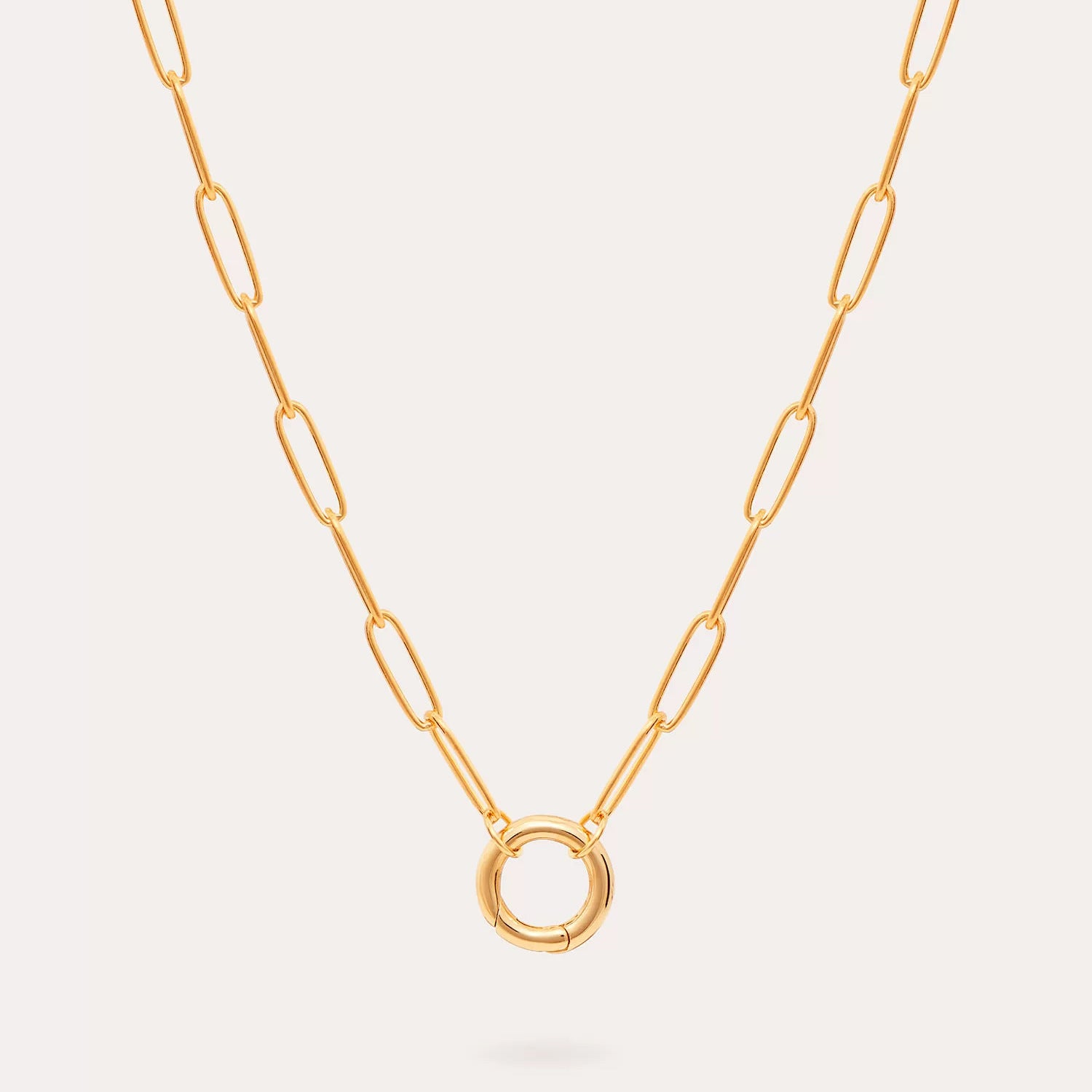 Adjustable Paperclip Chain Necklace - Paperclip Open Ring [P3ST36R9]
