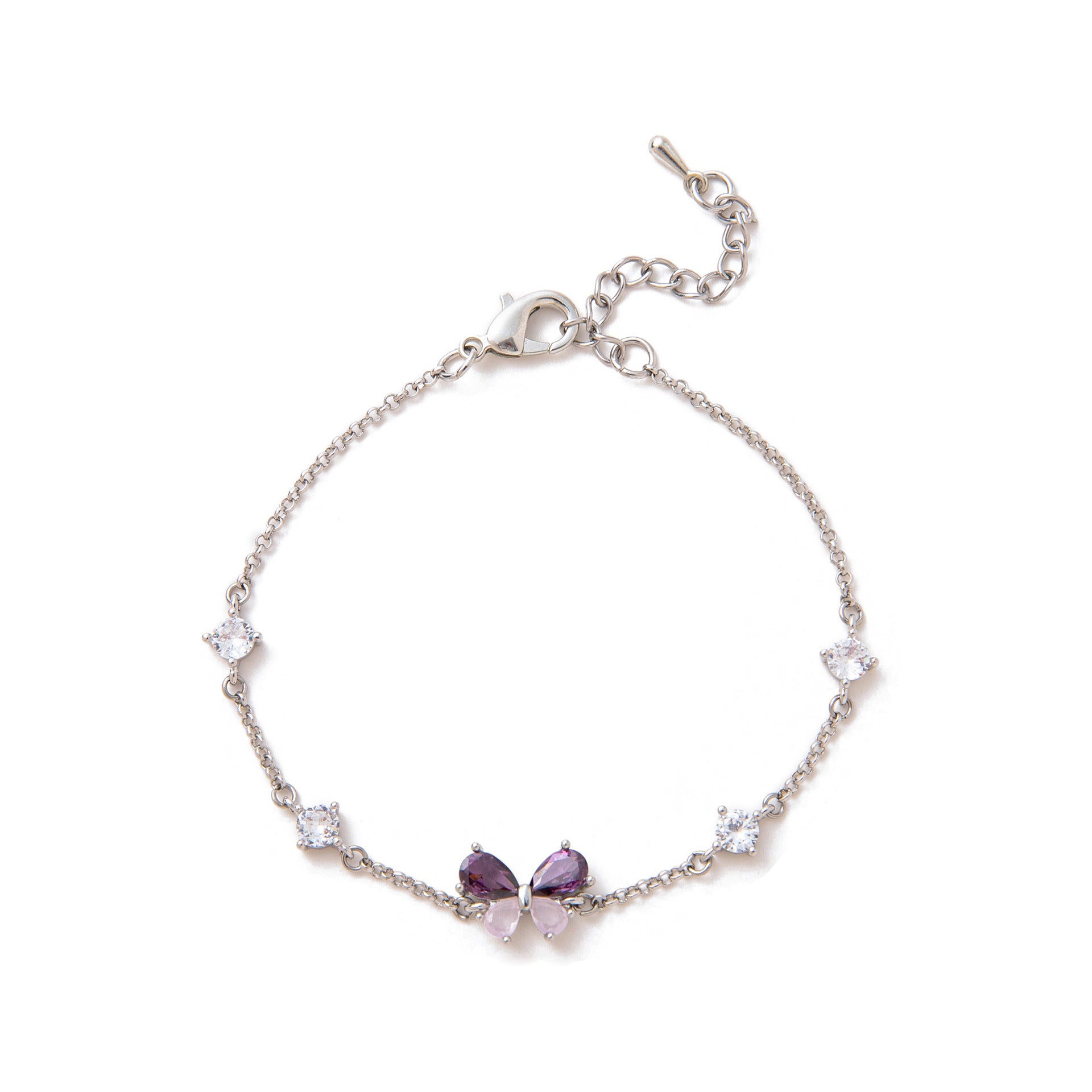 Angelique Dainty Butterfly Zircon Jewelry - Silver Colorful Butterfly Bracelet [C0OAPJ4Y]