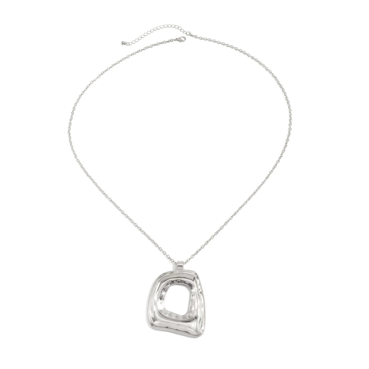 Missy Jewelry - Morgan Irregular Square Pendant Necklace - Silver Color