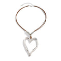Malea Pointed Heart Wax Necklace - Silver