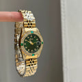 Dainty Round Dial Bracelet Watch - Gold Band Green Dial [TT0YUUSJ]