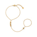 Elliette Gold Plated Finger Chain Bracelet - Finger Chain - Four Round Beads [T7IXPAAM]