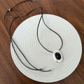 Alisson Infinite Bead Necklace - Black Cord Adjustable Silver Pendant Necklace [CQBL3P7X]