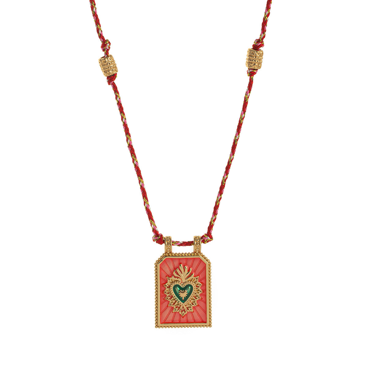 Siyona Cord Charm Necklace - Heart Flame Necklace [PRUS9DT2]