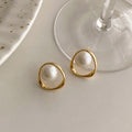 Afia Geometric Pearl Drop Earrings - Korean Pearl Earrings [XX5PMZ3L]