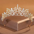 Rhinestone Water Drop Bridal Tiara - Gold with Champagne Rhinestones [07PGN7DF]