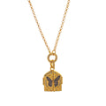 Floral Locket Pendant Necklace - Butterfly Locket Necklace [H286GLFI]