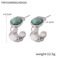 Zo Oval Stone Jewelry Set - Steel Earrings [W2HP63L8]