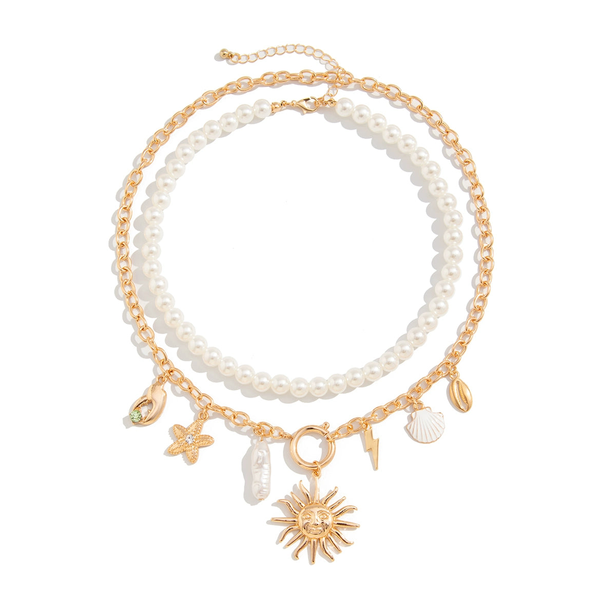 Verity Sun Starfish Necklace Set - Gold