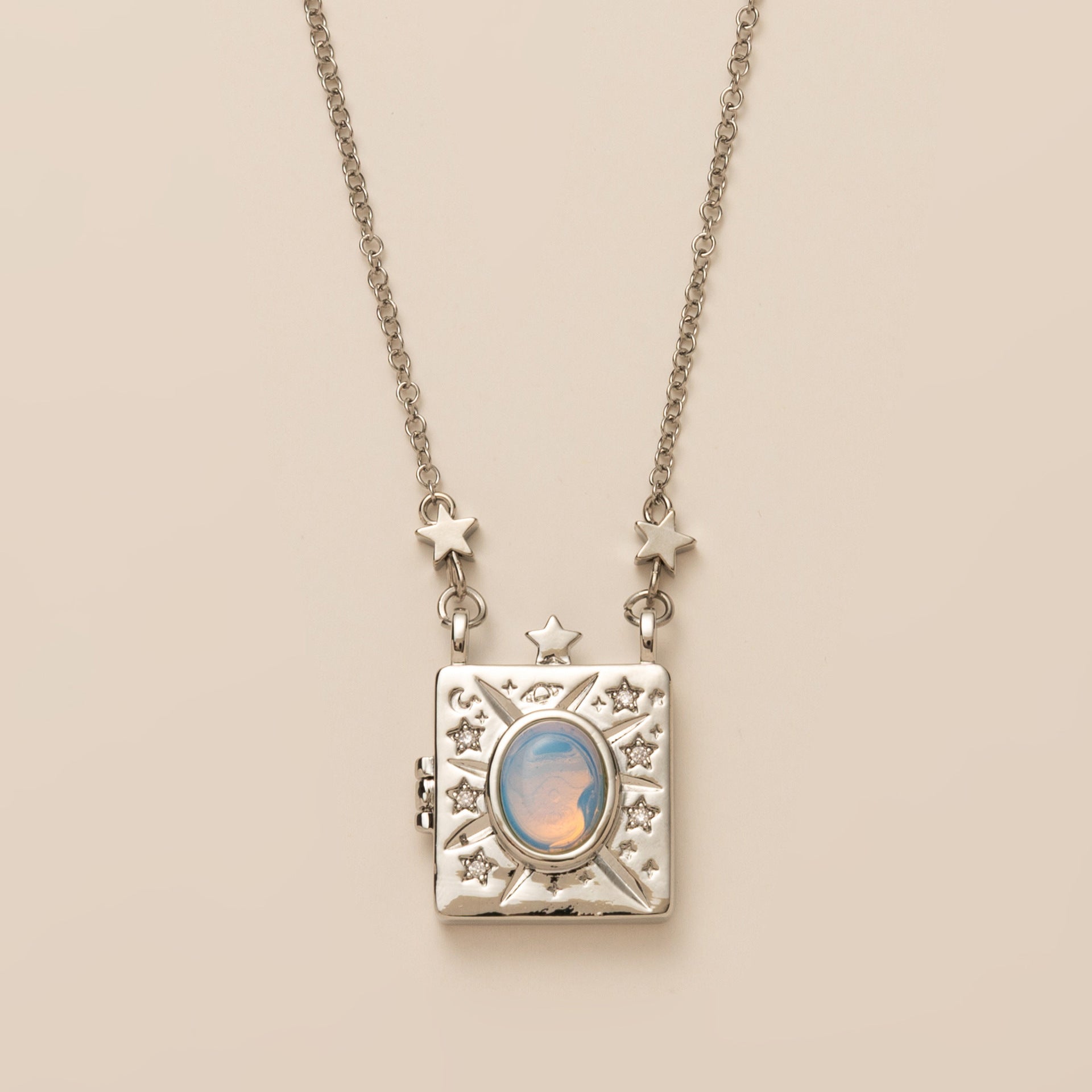 Butterfly Shell Locket Necklace - Vow Photo Album Necklace Silver [QWM8VBSA]