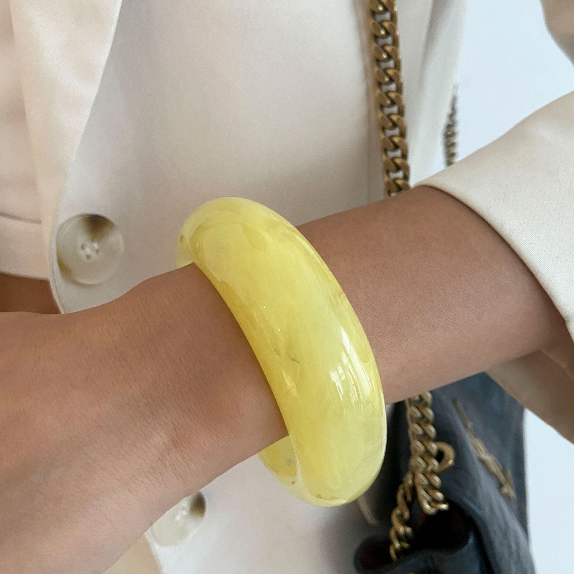 Berkleigh Chunky Marbled Bangle - Yellow [JZSC4E4G]