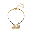 Charm Cord Bracelet - Star & Heart Charm Bracelet [RXW7W9RG]