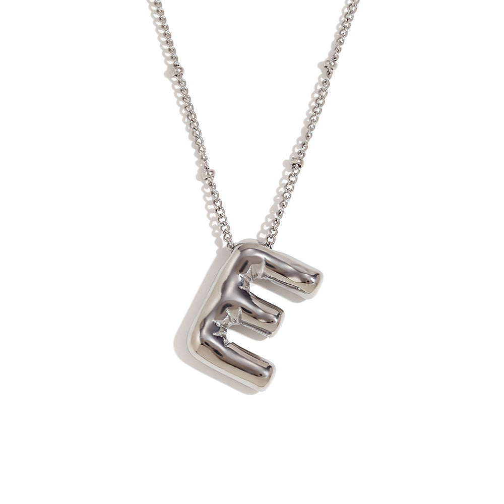 Aiyanah Glossy Bubble Letter Necklace - Silver E [TNONQ4UF]