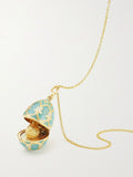 Vintage Locket Pendant Necklace - Sky Blue & Gold Locket Necklace [CQN3FQJ7]