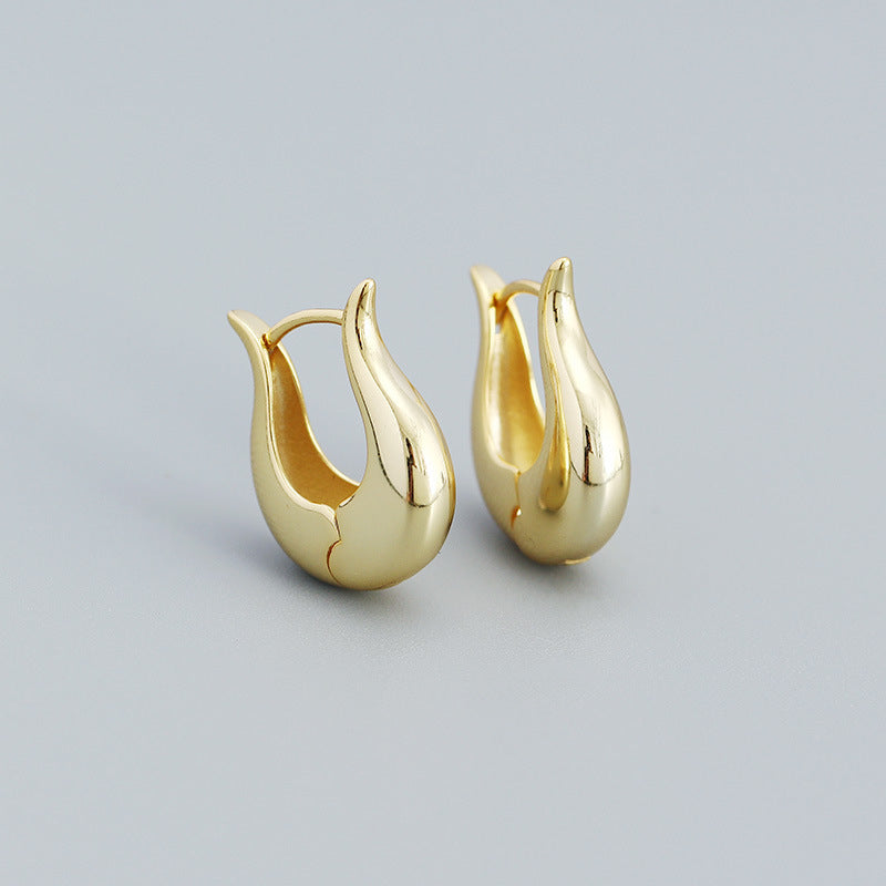Dhriti Sleek Geometric Hoop Earrings - Gold [DSNRQEWS]