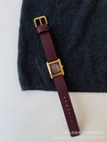Zhamira Retro Red Watch - Leather Strap with Tank-Style Case [ETZZL50B]