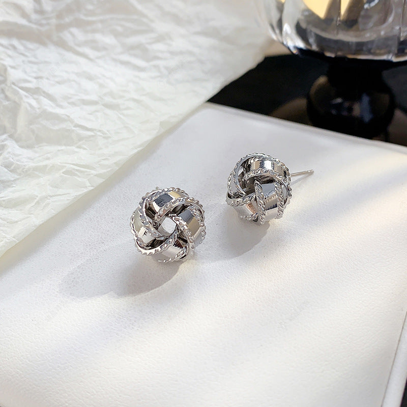 Emerald Braided Sphere Earrings - Silver [S96SOC6U]