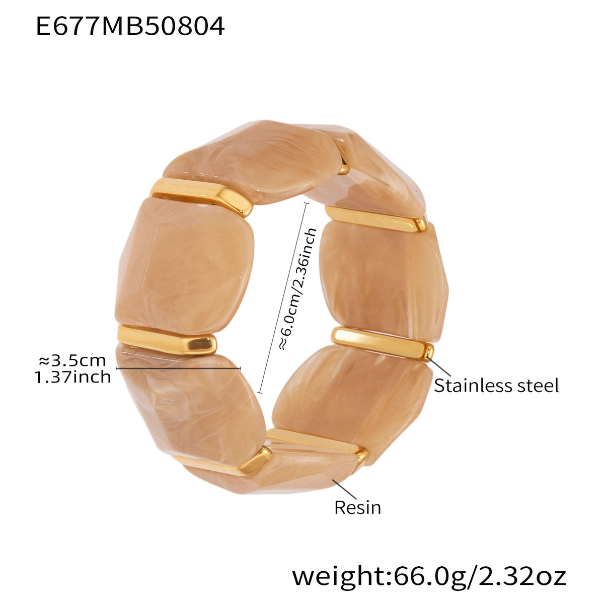 Alianny Irregular Resin Bracelet - Beige Bracelet [2C8ZNGNJ]