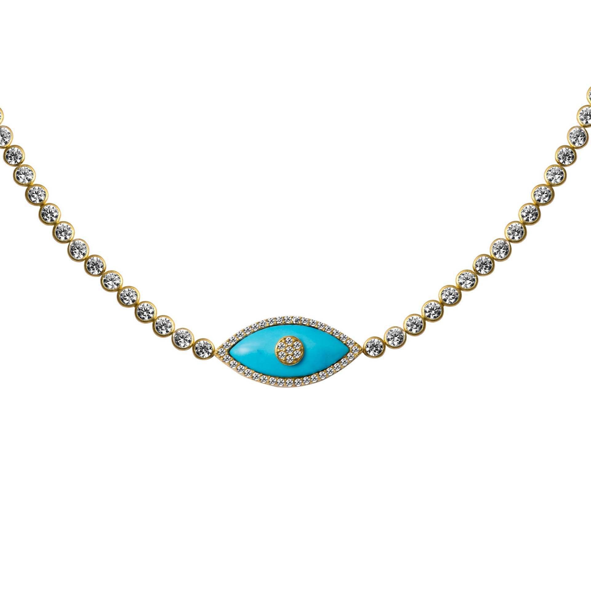 Calani Evil Eye Pendant Necklace - Blue Turquoise [MJZYRW06]