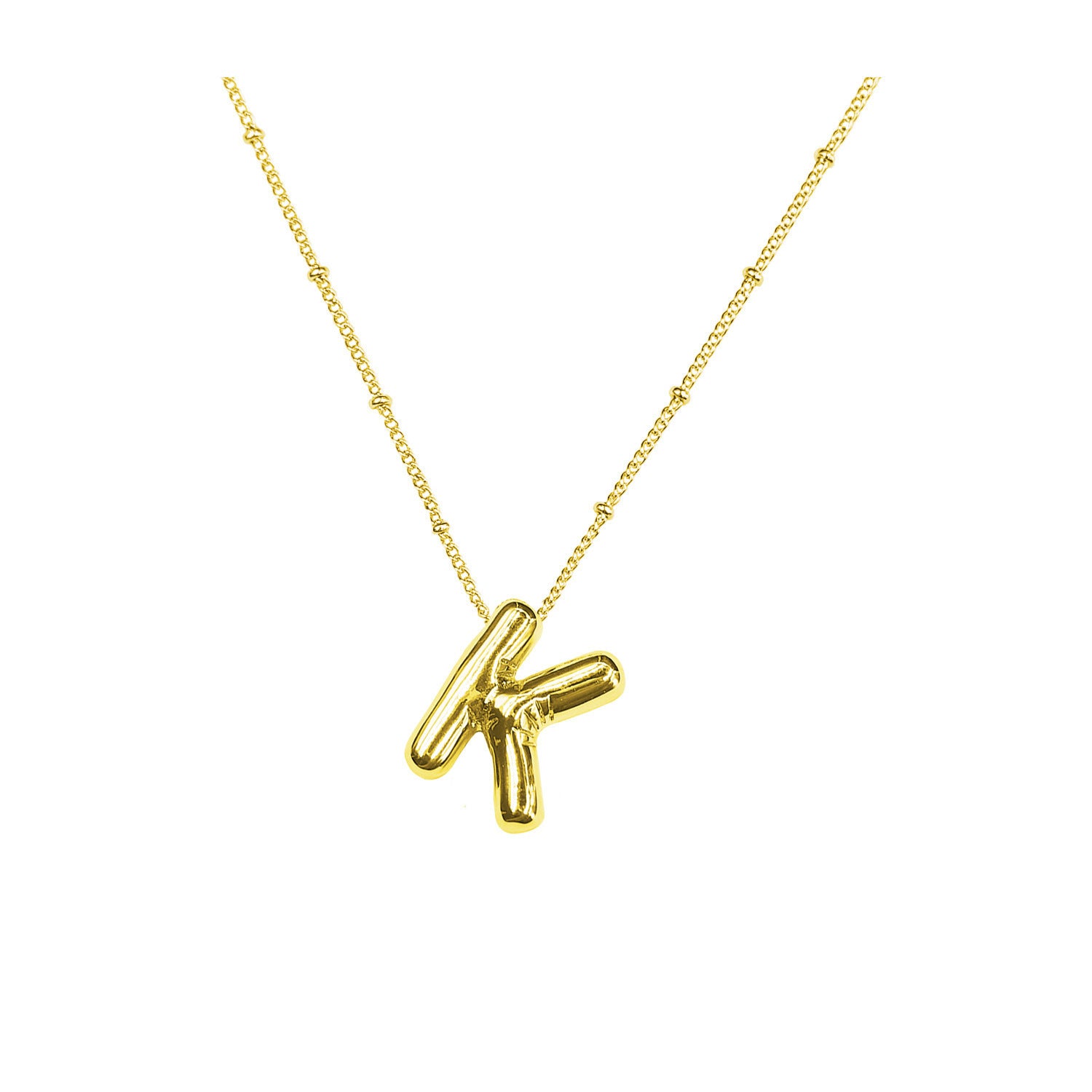Aiyanah Glossy Bubble Letter Necklace - Gold K [XD1N5816]