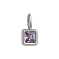 Lotus Birthstone Cube Necklace - February Pendant - Silver [5121DD1L]