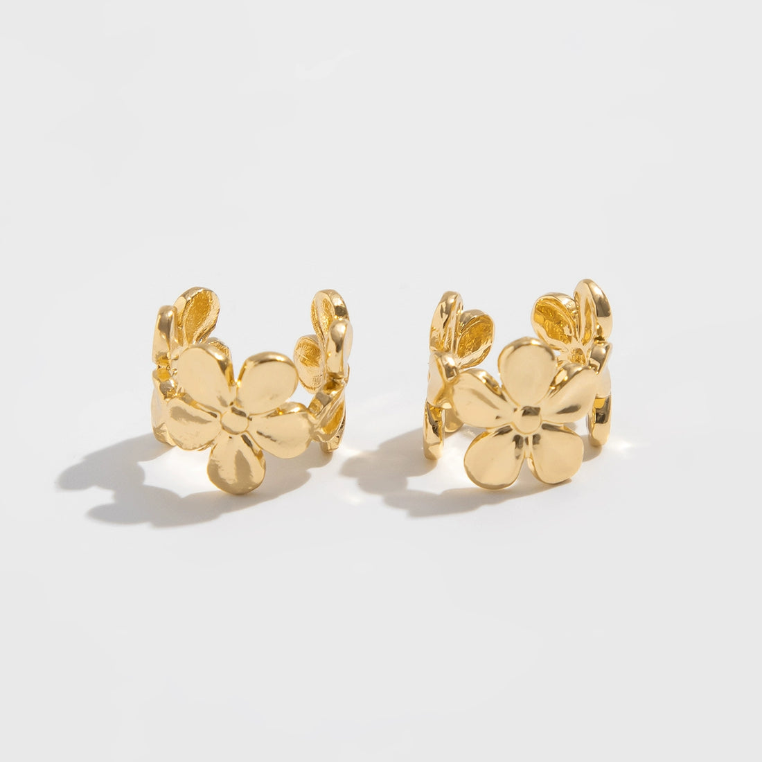 Danielle Metal Flower Ear Clips - Gold Pair