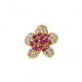 Dainty Birthstone Heart Locket Ring - Pink Flower Charm [ZVKMHU99]