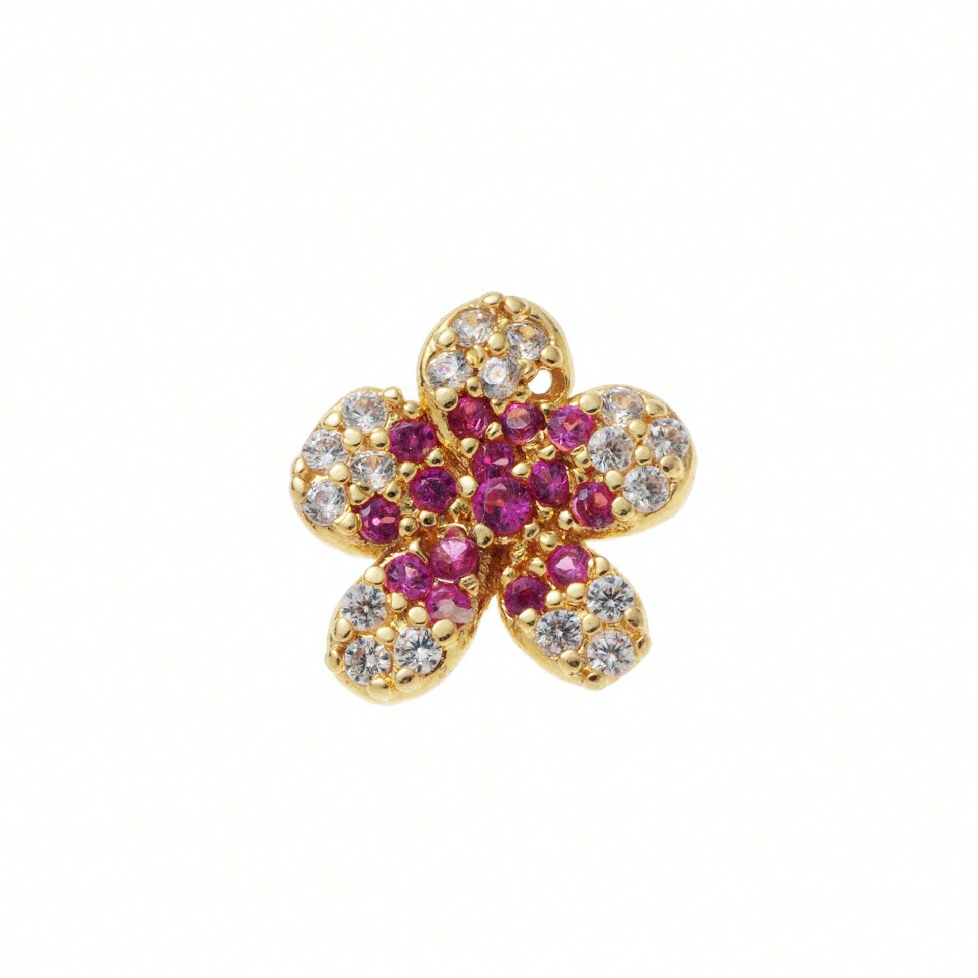 Dainty Birthstone Heart Locket Ring - Pink Flower Charm [ZVKMHU99]