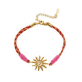 Charm Cord Bracelet - Sun Charm Bracelet (Red Cord) [6XJPYC67]