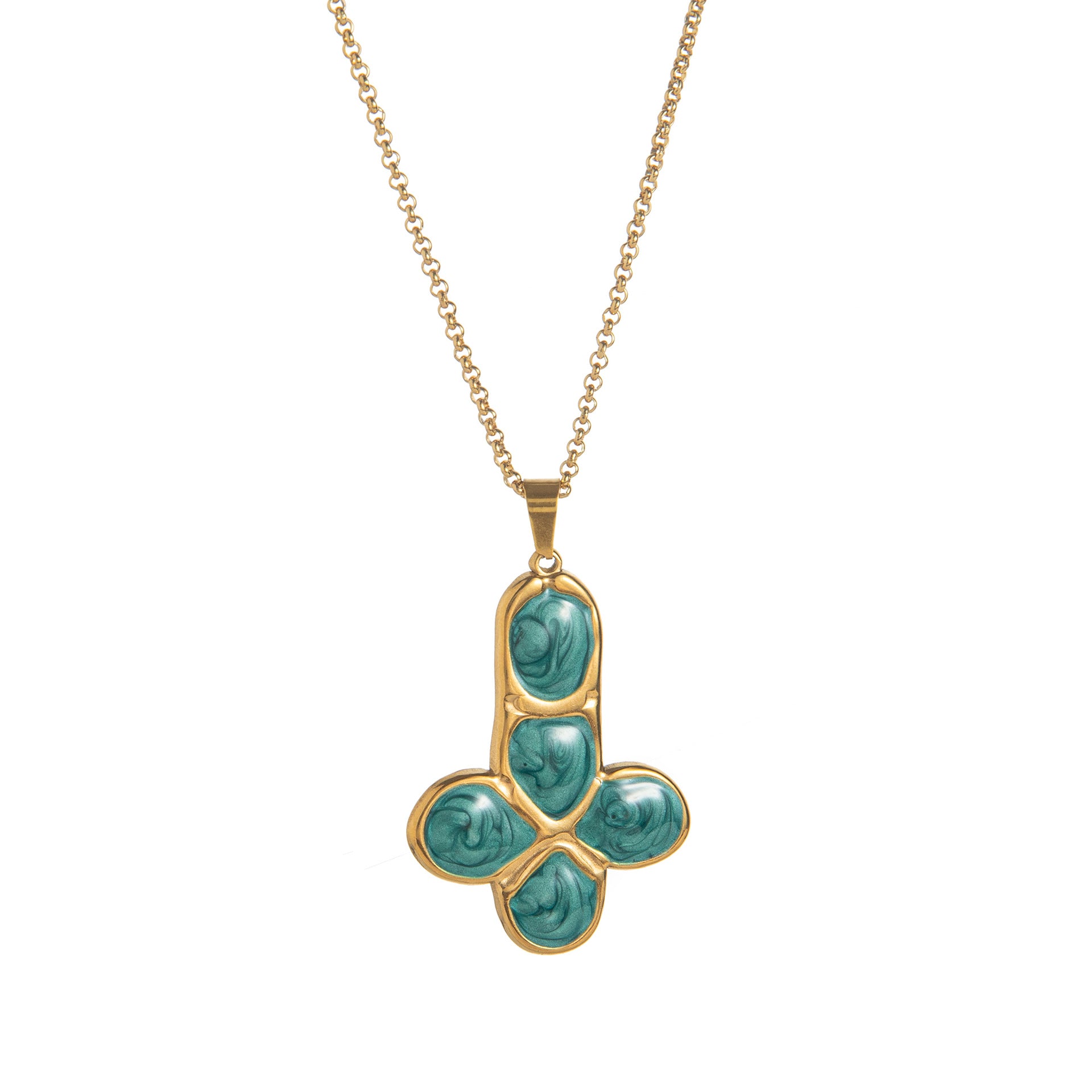 Joi Colorful Enamel Cross Necklace - Blue - O-Chain - 55cm [WGMS3Q0M]