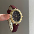 Compact Round Dial Faux Leather Watch - Red [CR7P4C3A]