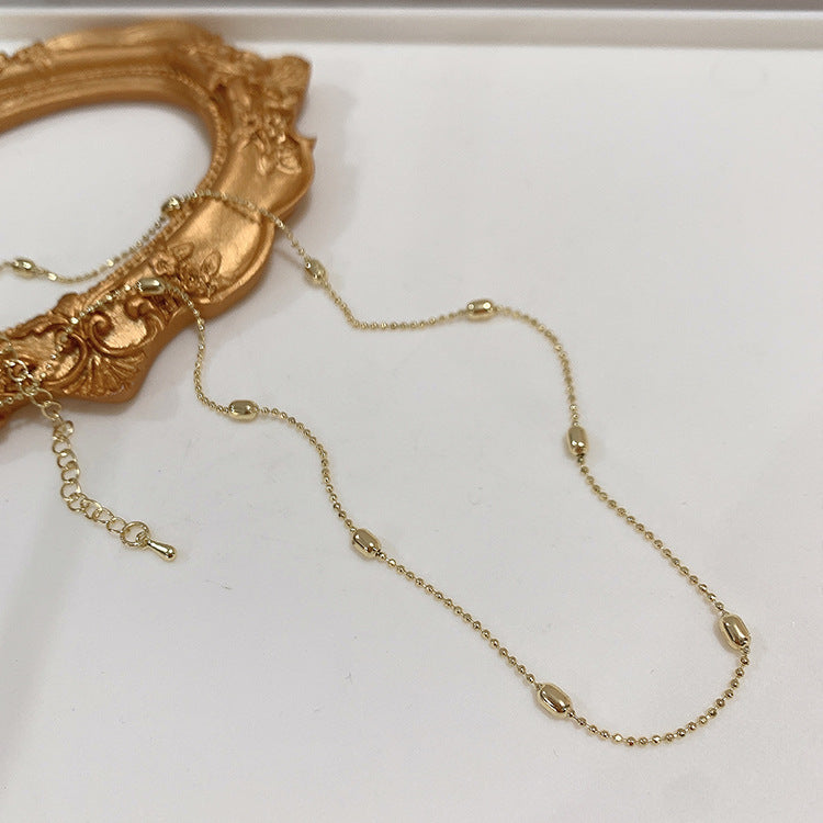 Ashley Olive Bead Chain Necklace - Gold Olive Bead Necklace [8BER4OD3]
