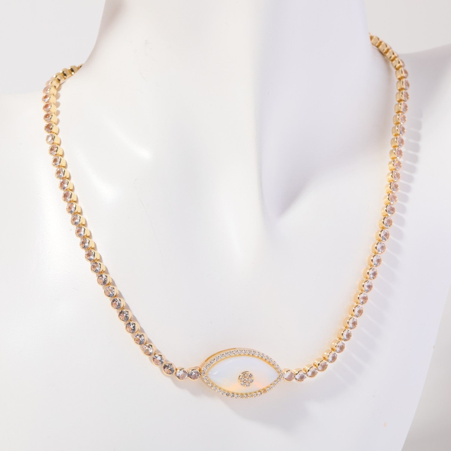 Evil Eye Pendant Necklace - CZ Opal Necklace [C6UPBXIG]
