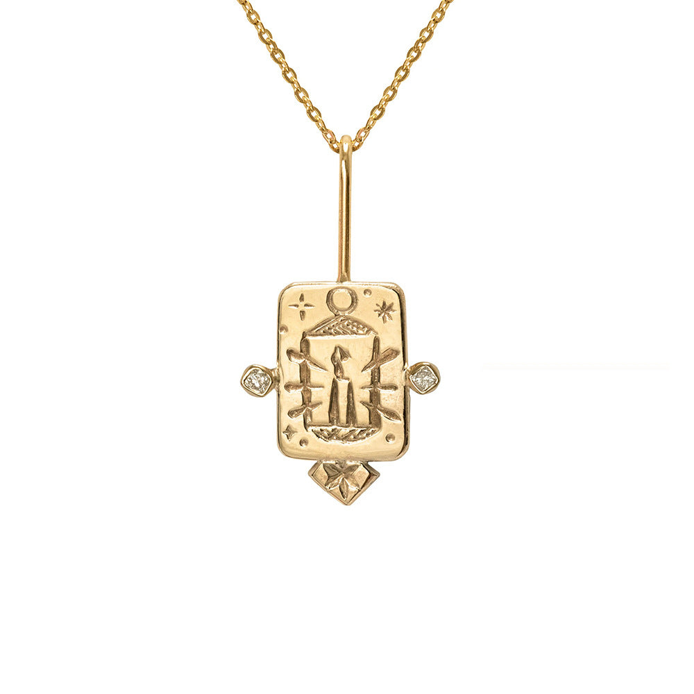 Breelyn Tarot Card Pendant Necklace - Hermit [6ZPD1QI7]